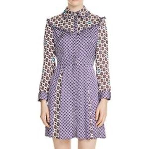 MAJE - PURPLE PRINTED BUTTON UP DRESS